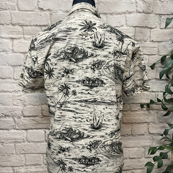 Mens Lot of Two Floral Short Sleeve Shirts Small Cotton/Linen Black/White Blue - Picture 3 of 9